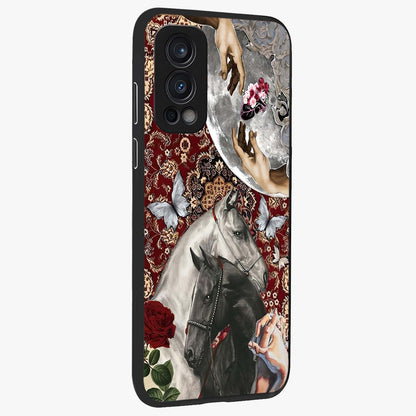 Moonlit Royal Stallion Glass Case upright view showcasing dramatic horse artwork with glowing moon themed design.