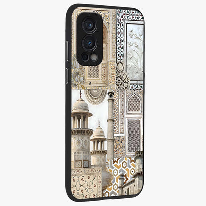 Mughal Marble Legacy Glass Case upright view showcasing ornate Mughal design with luxurious traditional theme.
