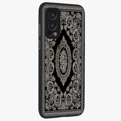 Noir Bloom Elegance Glass Case upright view showcasing graceful floral artwork with luxurious dark theme.