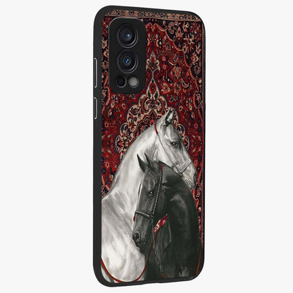 Regal Stallion Tapestry Glass Case upright view showcasing powerful horse artwork with elegant tapestry theme.
