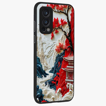 Whispers Of Sakura Waves Glass Case upright view showcasing delicate cherry blossom artwork with elegant nature theme.