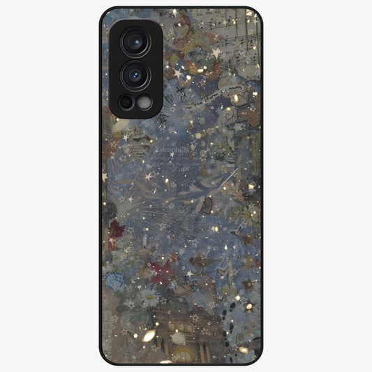 Aesthetic Astrolophia Glass Case showing flat back view with dreamy aesthetic design and glossy glass finish.