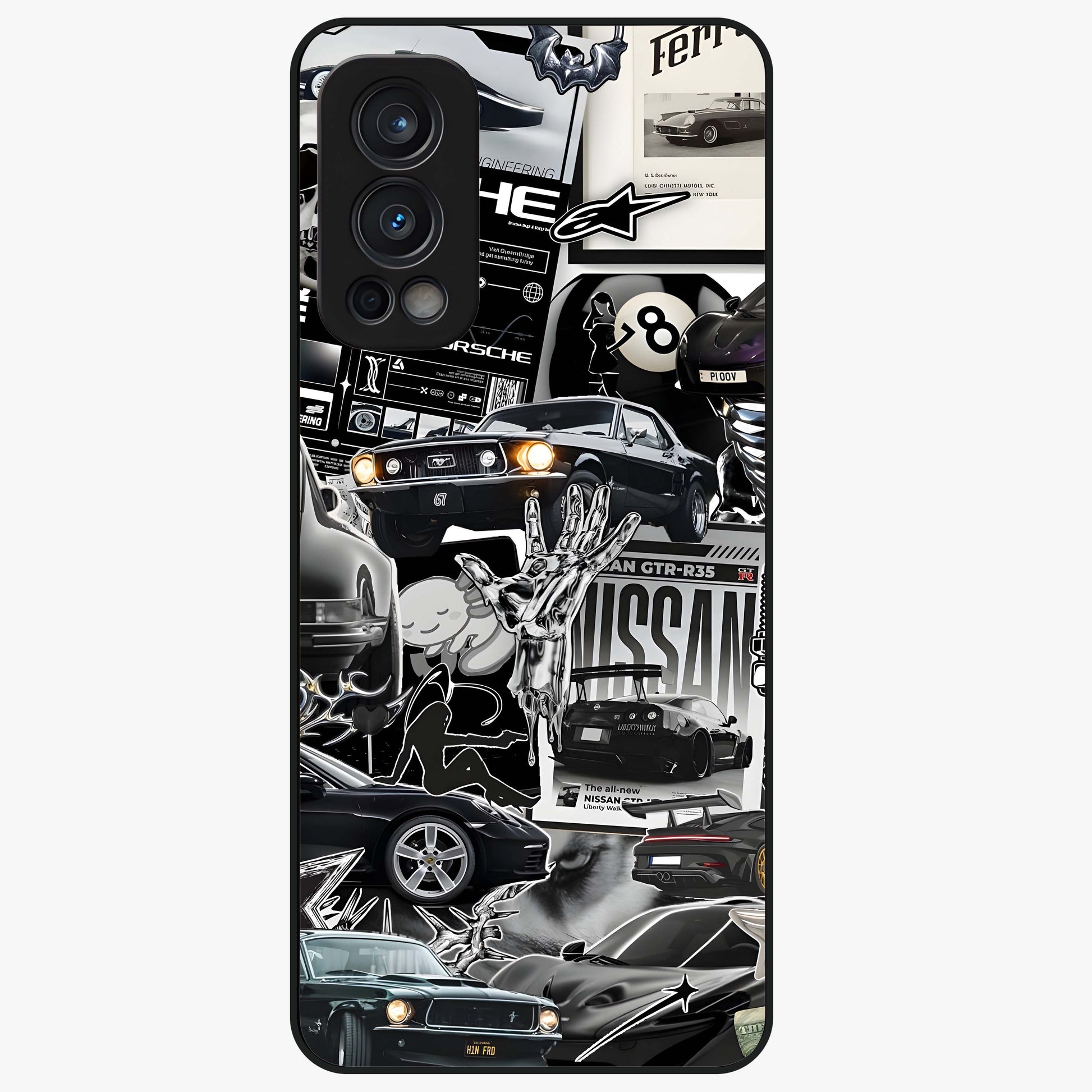 Aesthetic Dark Love Glass Case showing flat back view with dark romantic artwork and glossy glass finish.