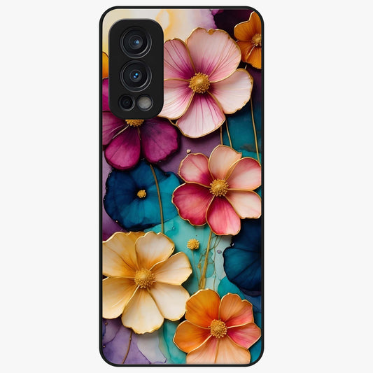 Artlyn Grace Flower Pattern Glass Case showing flat back view with elegant floral pattern artwork and glossy glass finish.