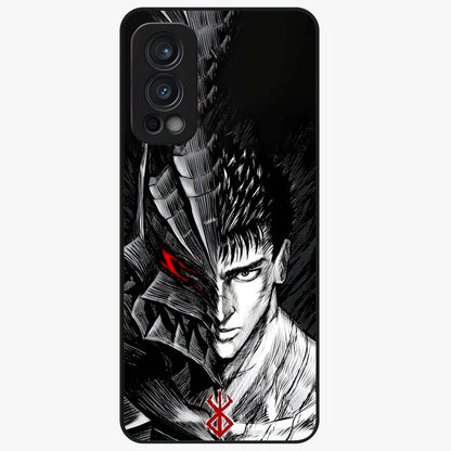 Berserker Blood Oath Glass Case showing flat back view with fierce warrior inspired artwork and glossy glass finish.