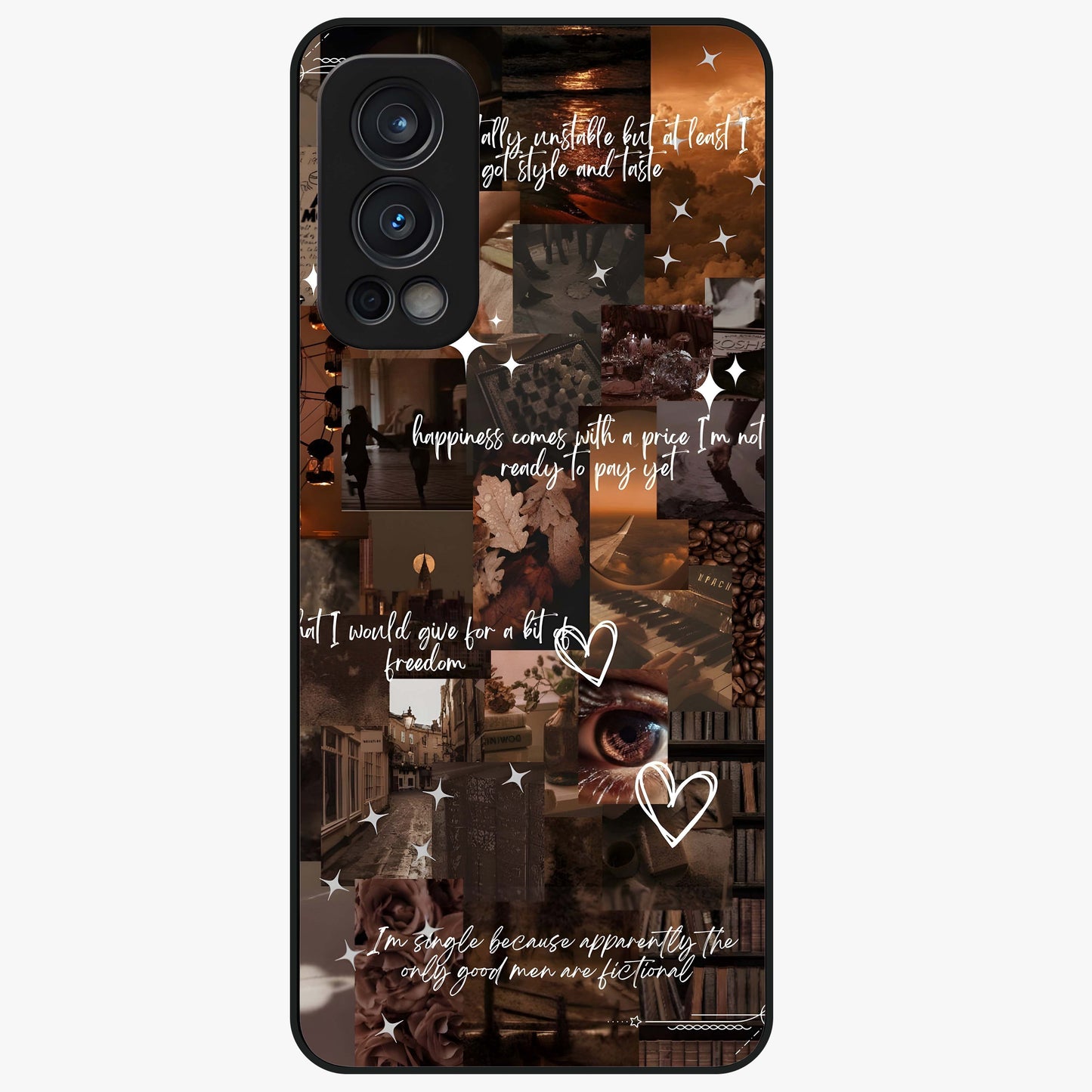 Bittersweet Aesthetic Chaos Glass Case showing flat back view with artistic chaotic aesthetic design and glossy glass finish.