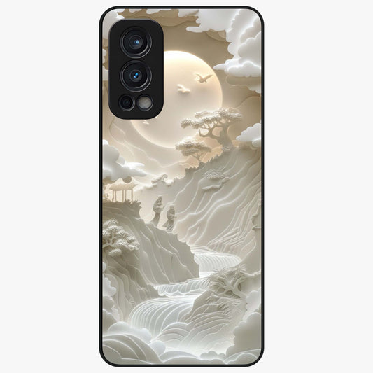 Celestial Origami Glass Case showing flat back view with artistic origami inspired celestial artwork and glossy glass finish.