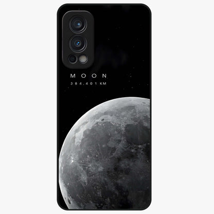 Cosmic Moon Glow Glass Case showing flat back view with glowing moon artwork and glossy glass finish.