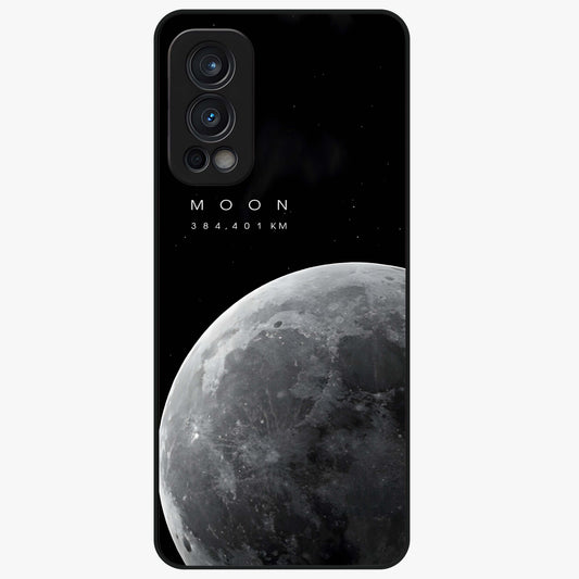 Cosmic Moon Glow Glass Case showing flat back view with glowing moon artwork and glossy glass finish.