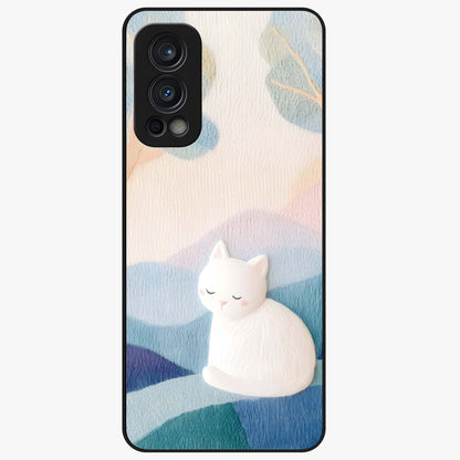 Cotton Dream Cat Glass Case showing flat back view with soft dreamy cat artwork and glossy glass finish.