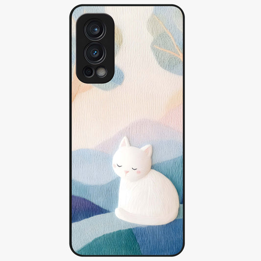 Cotton Dream Cat Glass Case showing flat back view with soft dreamy cat artwork and glossy glass finish.