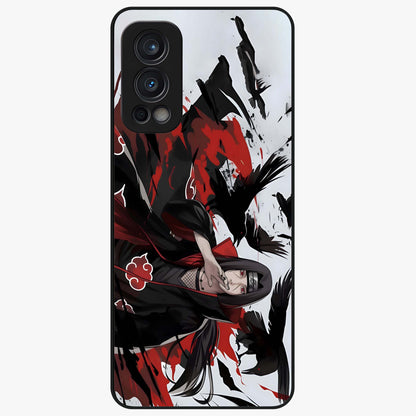 Crimson Crow Illusion Glass Case showing flat back view with artistic crow illusion artwork and glossy glass finish.