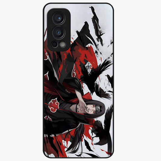 Crimson Crow Illusion Glass Case showing flat back view with artistic crow illusion artwork and glossy glass finish.