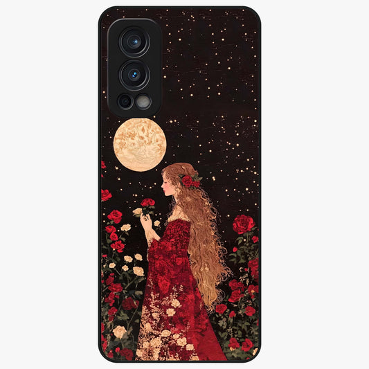 Crimson Dreams Glass Case showing flat back view with dreamy crimson artwork and glossy glass finish.