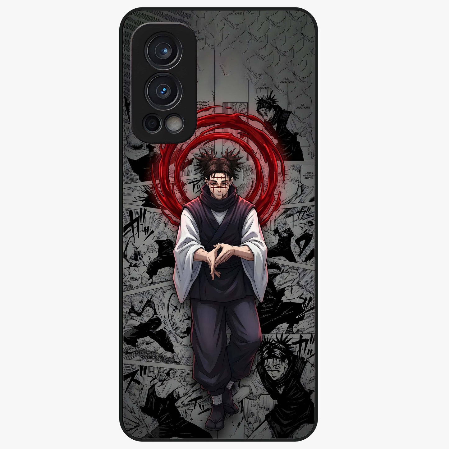 Cursed Ritual Ascension Glass Case showing flat back view with dark ritual themed artwork and glossy glass finish.
