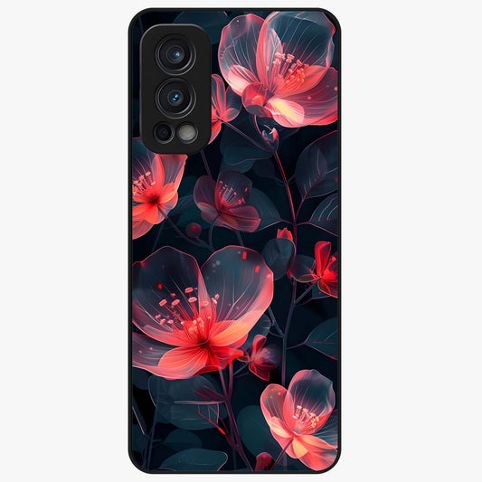 Dark Shade of Flower Glass Case showing flat back view with elegant dark floral artwork and glossy glass finish.
