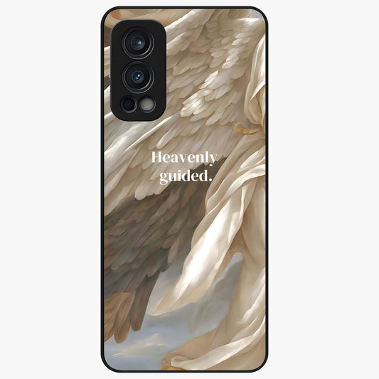 Divine Winged Grace Glass Case showing flat back view with elegant wing inspired artwork and glossy glass finish.