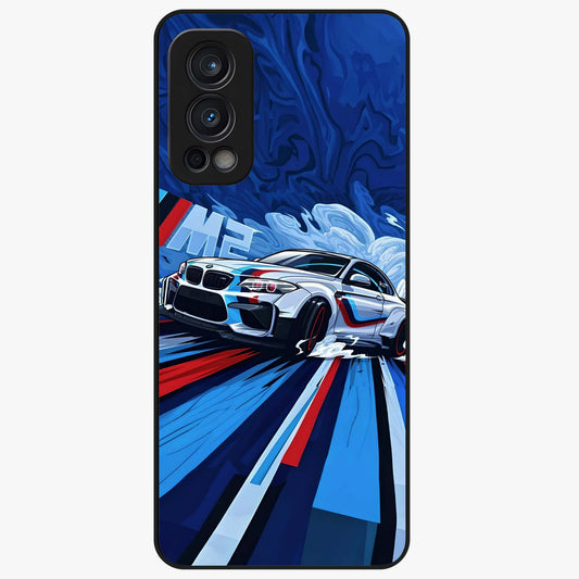 Drift Power Rush Glass Case showing flat back view with dynamic racing inspired artwork and glossy glass finish.