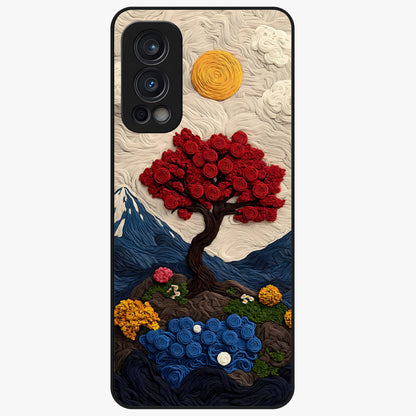 Eternal Nature Tapestry Glass Case showing flat back view with intricate nature tapestry artwork and glossy glass finish.