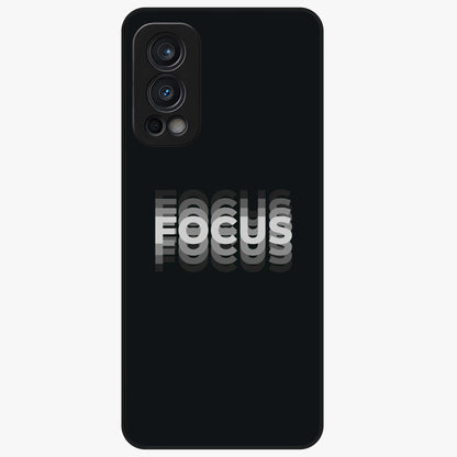 Focus Mode On Glass Case showing flat back view with bold motivational typography design and glossy glass finish.