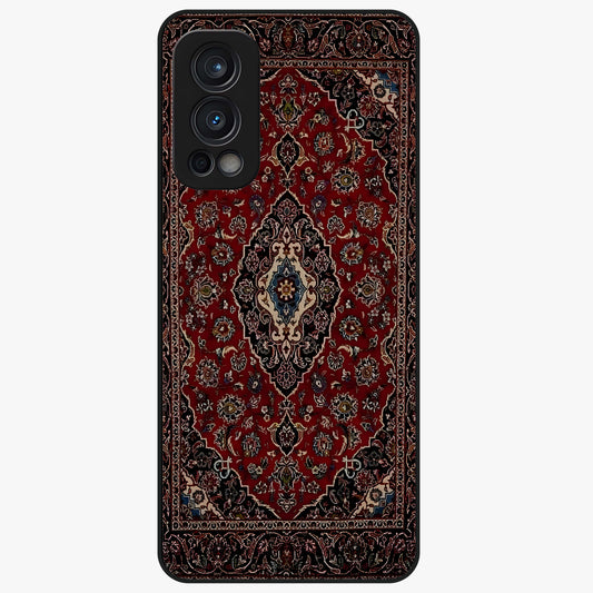 Heritage Carpet Royale Glass Case showing flat back view with ornate Persian carpet inspired pattern and glossy glass finish.