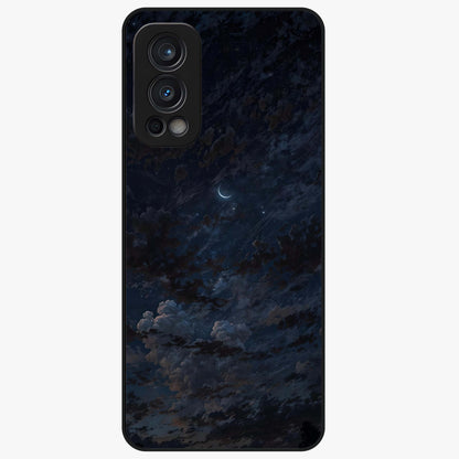 Lunar Veil Silence Glass Case showing flat back view with mystical moon veil artwork and glossy glass finish.