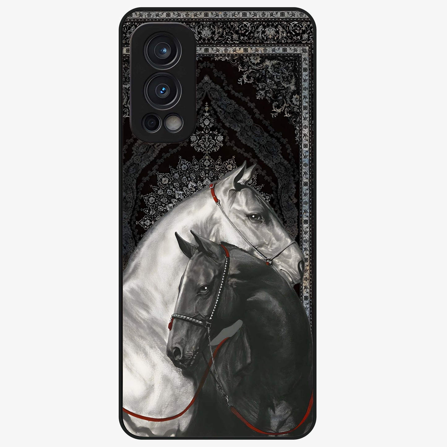 Majestic Ride Legacy Glass Case showing flat back view with powerful automotive inspired artwork and glossy glass finish.