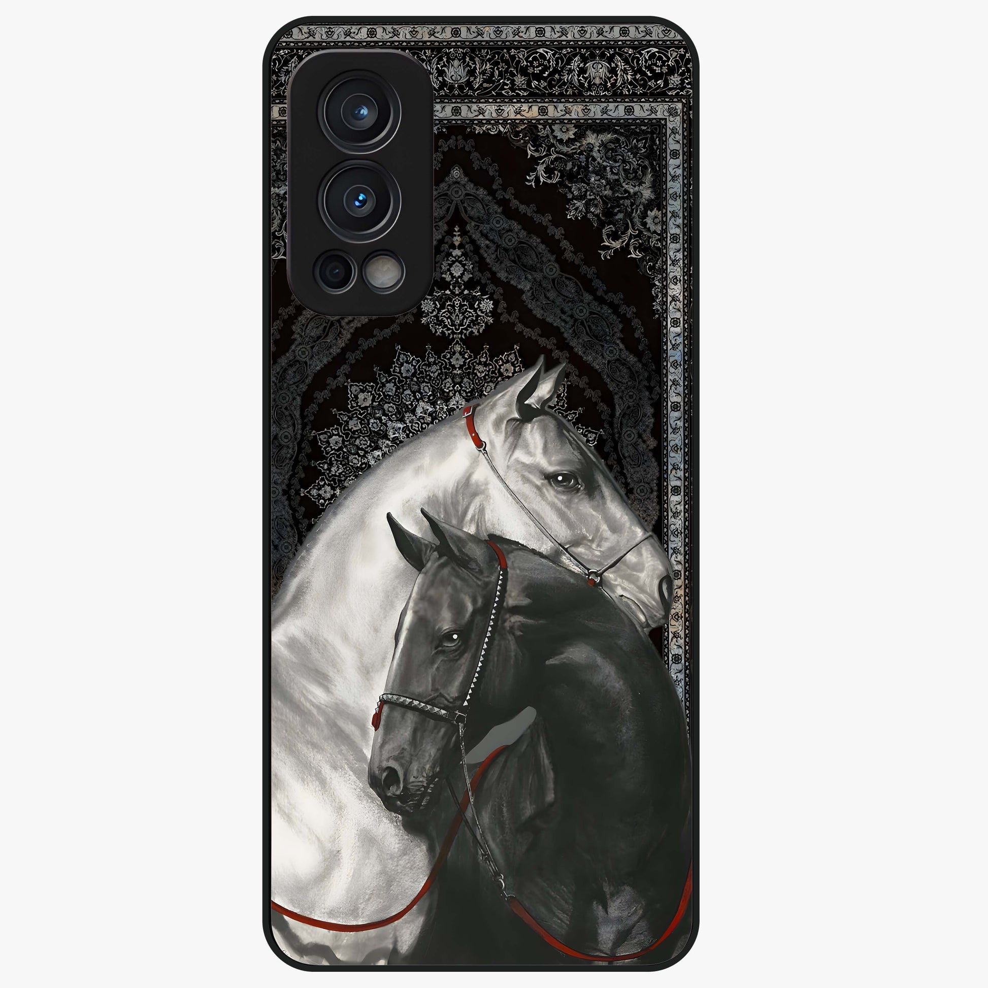 Majestic Ride Legacy Glass Case showing flat back view with powerful automotive inspired artwork and glossy glass finish.