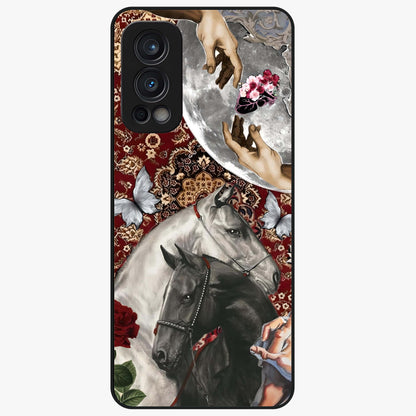 Moonlit Royal Stallion Glass Case showing flat back view with majestic horse under moonlight artwork and glossy glass finish.