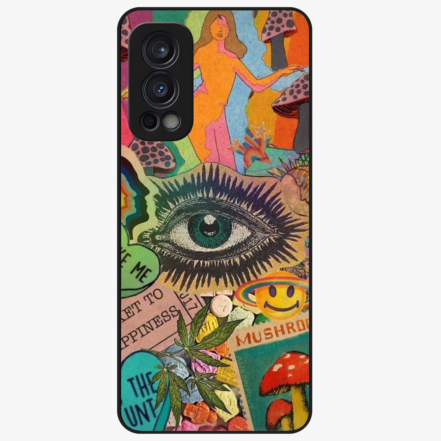 Mystic Eye Wonderland Glass Case showing flat back view with mystical eye themed artwork and glossy glass finish.