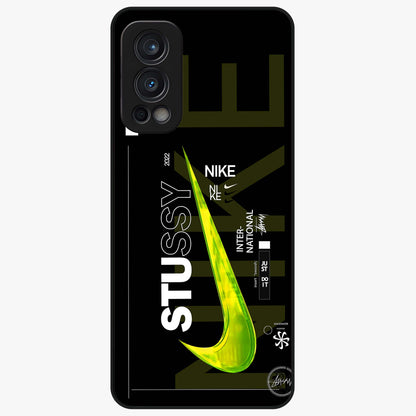 Neon Street Edition Glass Case showing flat back view with neon street style artwork and glossy glass finish.