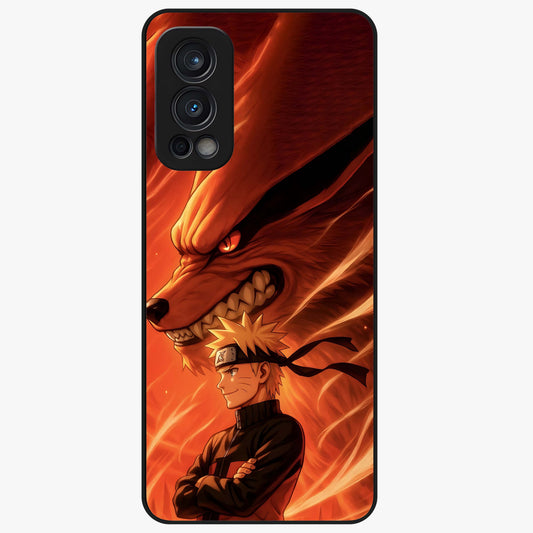 Nine Tails Legacy Glass Case showing flat back view with powerful nine-tailed fox inspired artwork and glossy glass finish.