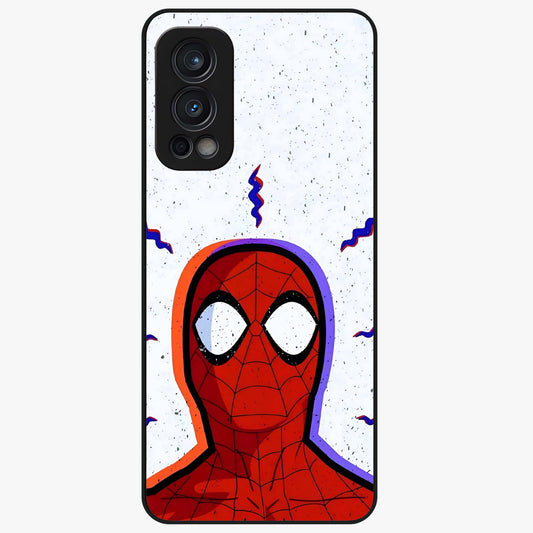 Omg Spiderman Glass Case showing flat back view with bold superhero inspired artwork and glossy glass finish.