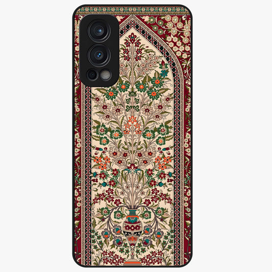 Persian Inspired Glass Case showing flat back view with ornate Persian style pattern artwork and glossy glass finish.