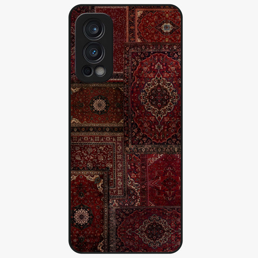 Persian Velvet Tale Glass Case showing flat back view with luxurious Persian velvet pattern artwork and glossy glass finish.