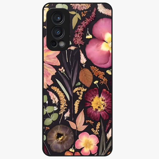 Petal Dream Tapestry Glass Case showing flat back view with intricate floral tapestry artwork and glossy glass finish.