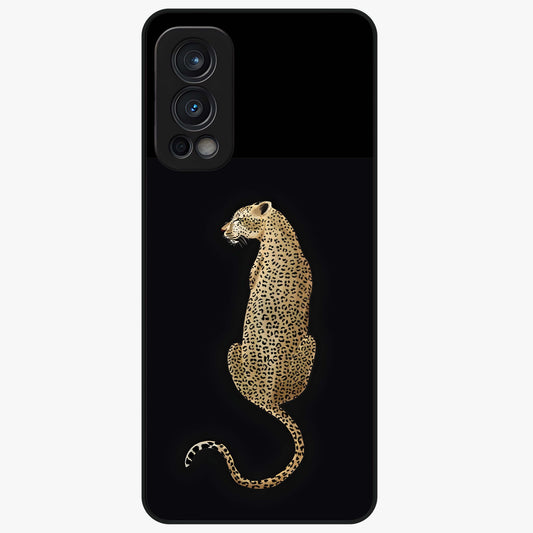 Regal Leopard Glass Case showing flat back view with bold leopard artwork and glossy glass finish.