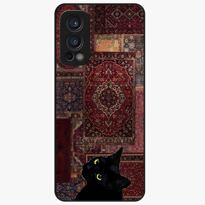 Regal Magic Cat Apple Glass Case showing flat back view with magical cat artwork holding apple and glossy glass finish.