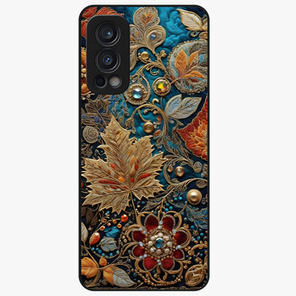 Royal Jewel Garden Glass Case showing flat back view with decorative floral garden artwork and glossy glass finish.