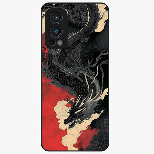 Shadow Dragon Fury Glass Case showing flat back view with fierce dragon artwork and glossy glass finish.