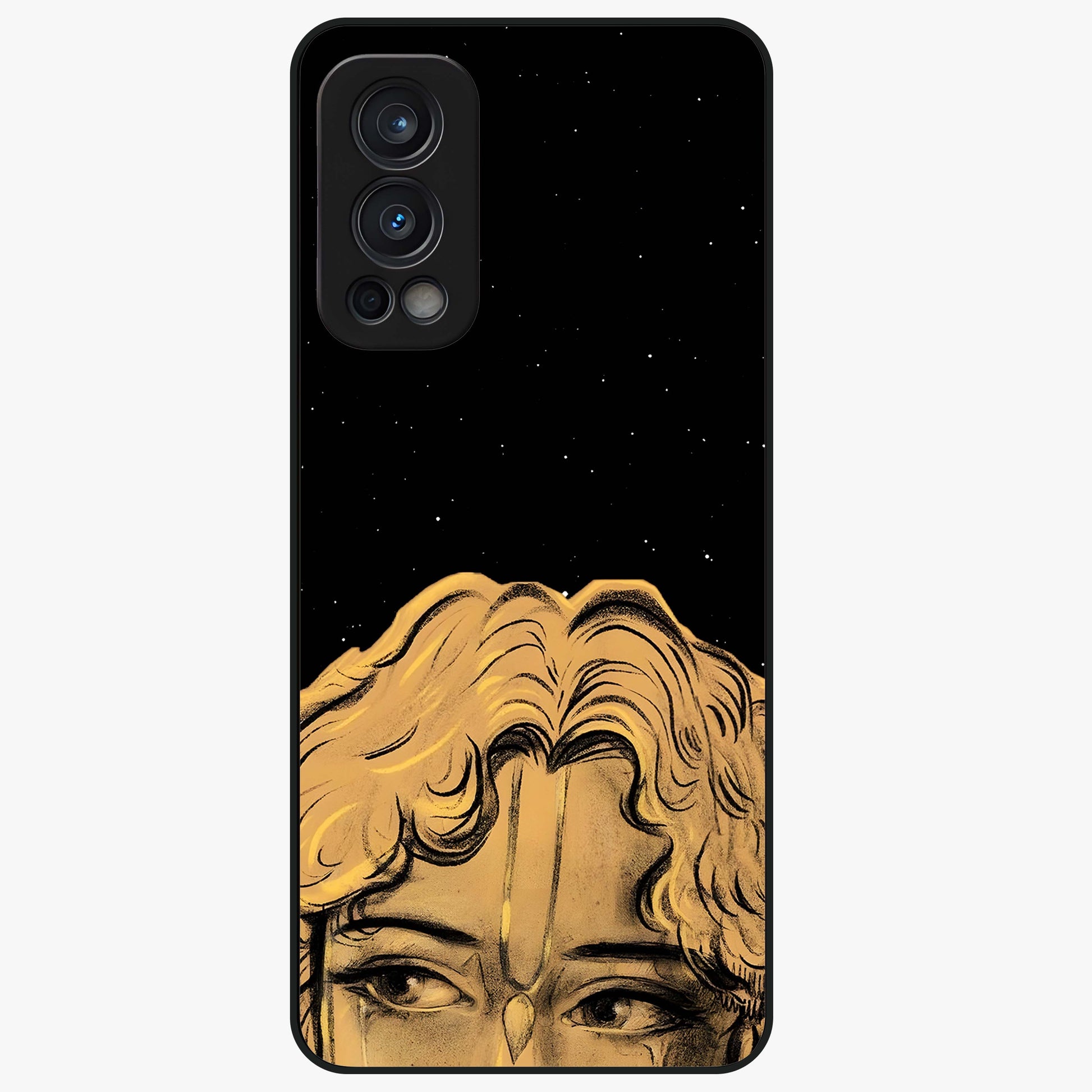 Shri Krishna Art Glass Case showing flat back view with devotional Krishna artwork and glossy glass finish.