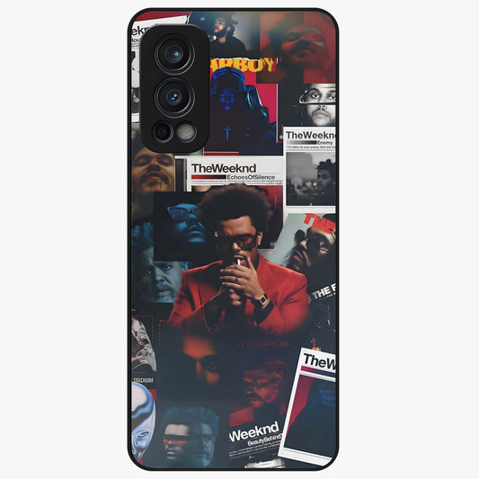The Weeknd Glass Case showing flat back view with music inspired artistic portrait artwork and glossy glass finish.