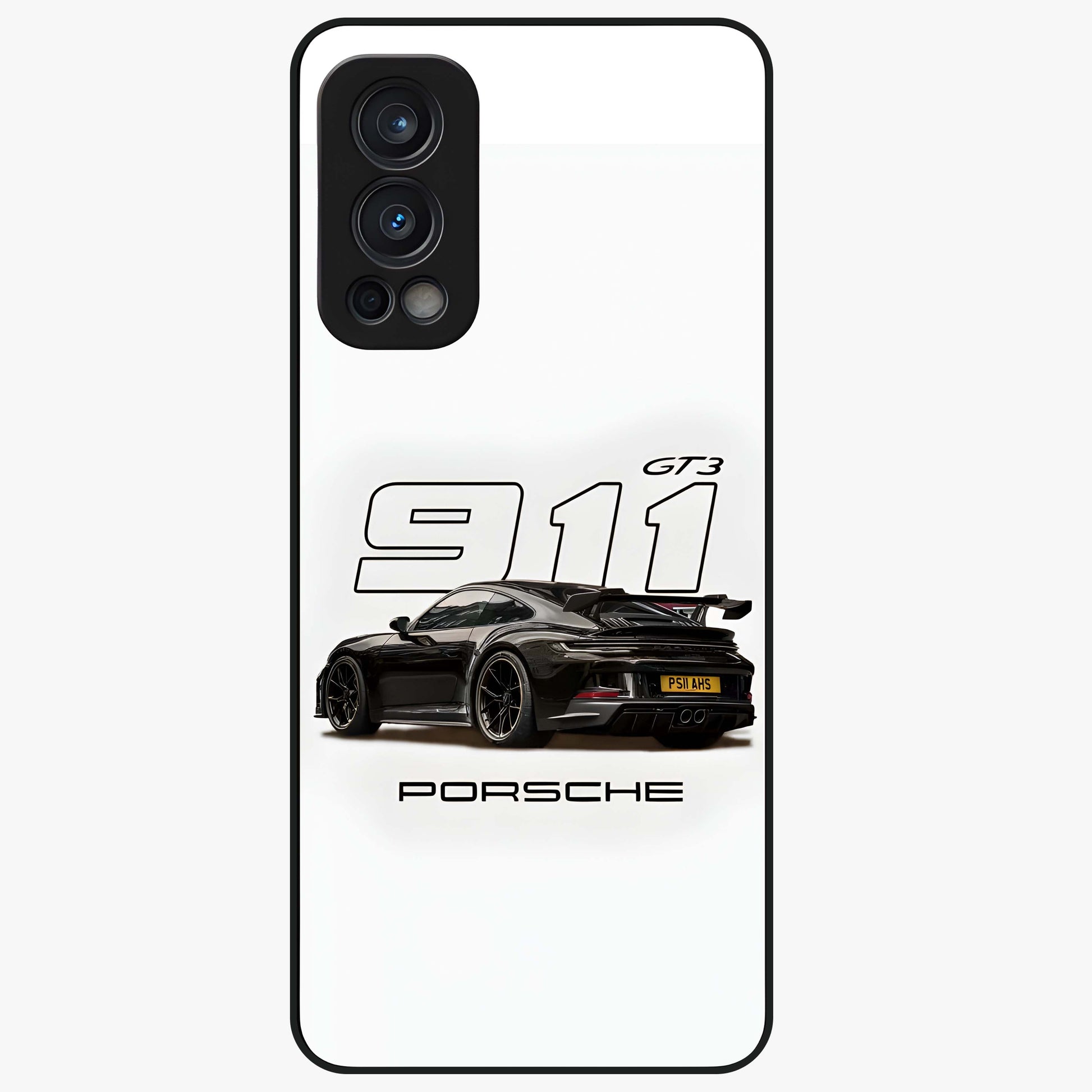 Turbo Legacy Icon Glass Case showing flat back view with iconic sports car inspired artwork and glossy glass finish.