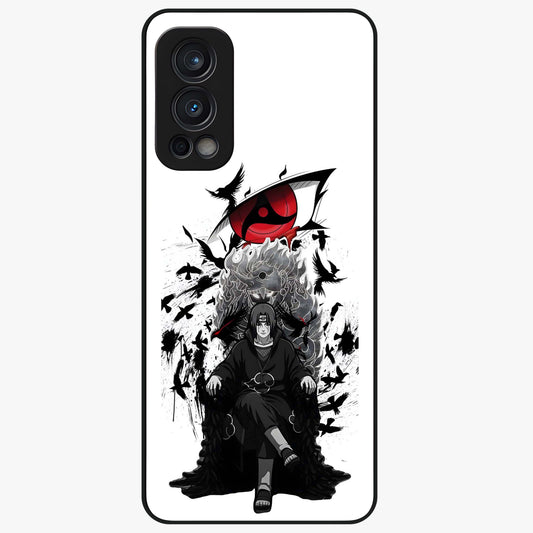 Uchiha Shadow Throne Glass Case showing flat back view with cosmic underwater themed artwork and glossy glass finish.