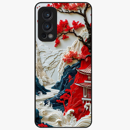 Whispers Of Sakura Waves Glass Case showing flat back view with cherry blossom wave artwork and glossy glass finish.