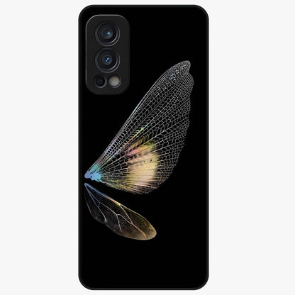 Whispers Of Wings Glass Case showing flat back view with graceful wing inspired artwork and glossy glass finish.