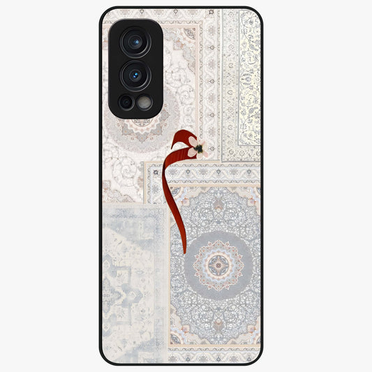 White Aesthetic Bow Glass Case showing flat back view with minimal bow artwork and glossy glass finish.