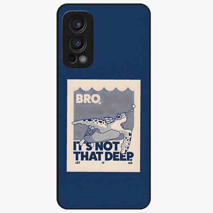 Worry Less Swim Glass Case showing flat back view with playful motivational artwork and glossy glass finish.