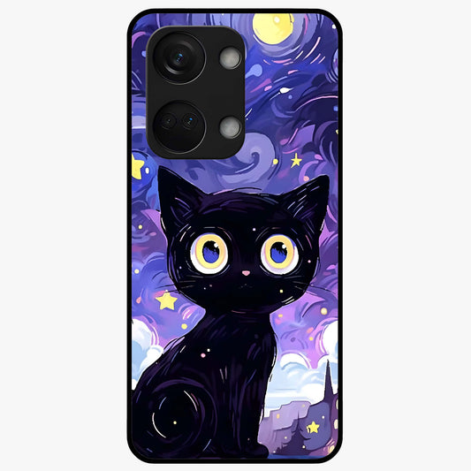 Abstract Cat Art Glass Case for 1+Nord 3 vibrant front view featuring modern artistic cat illustration