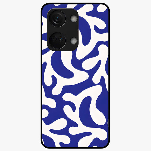 Abstract Coral Waves Glass Case for 1+Nord 3 front view featuring flowing ocean inspired coral wave artwork